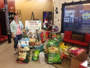 Kristen Woodliff with the Emergency Food Drive Donations